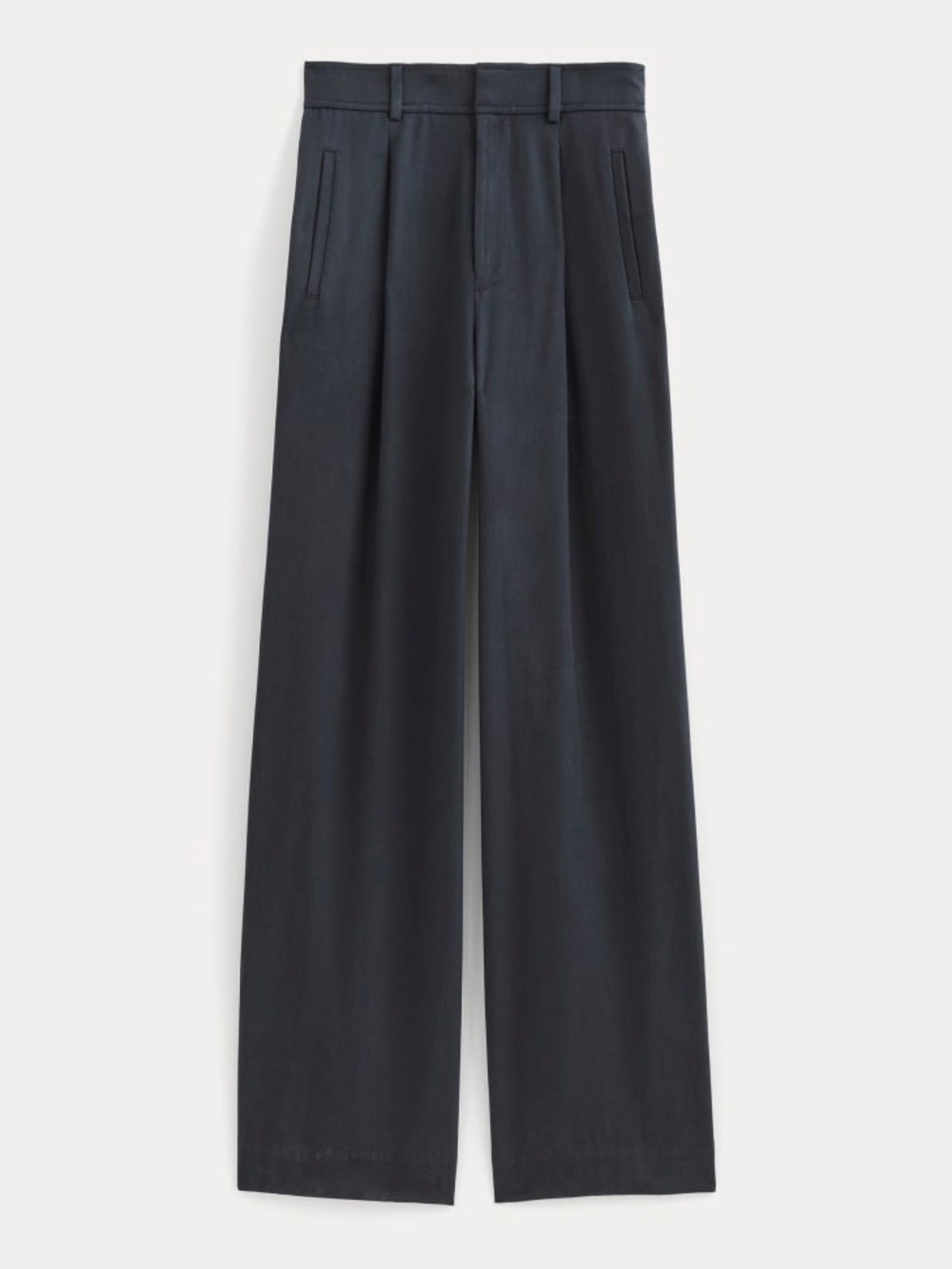 Everlane The Draper Pleated Pant in Buttersmooth Navy 14 Short High Waist